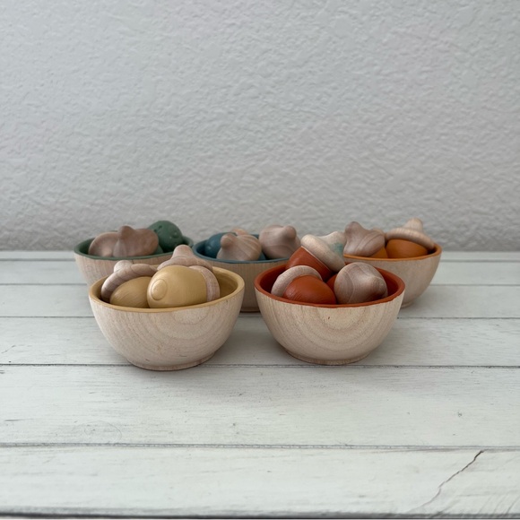 Montessori Colorful Wooden Acorn Sorting Game Babies Toddlers Kids learning toy - Picture 7 of 7